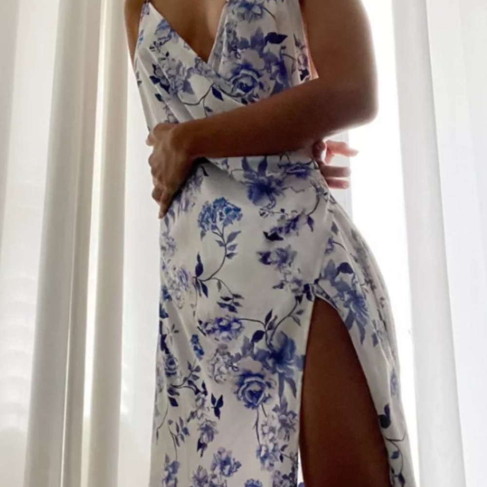 Floral Blue and White Dress